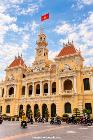 Things to do in Ho Chi Minh City, including visiting the historic Ho Chi Minh City People's Committee Building with its ornate French colonial architecture and Vietnamese flag.